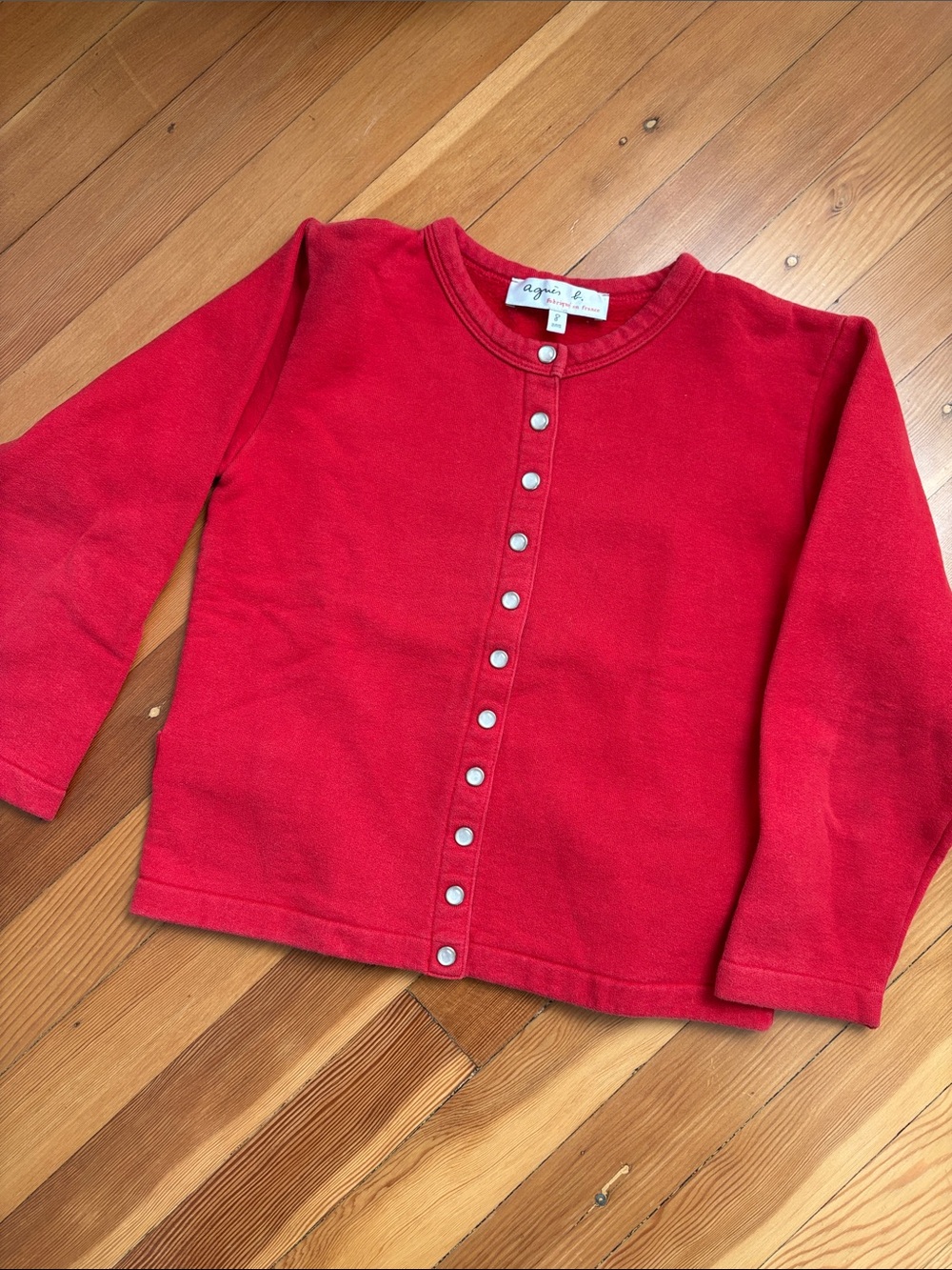 Agnes B. Kids Red Button-Front Knit Top